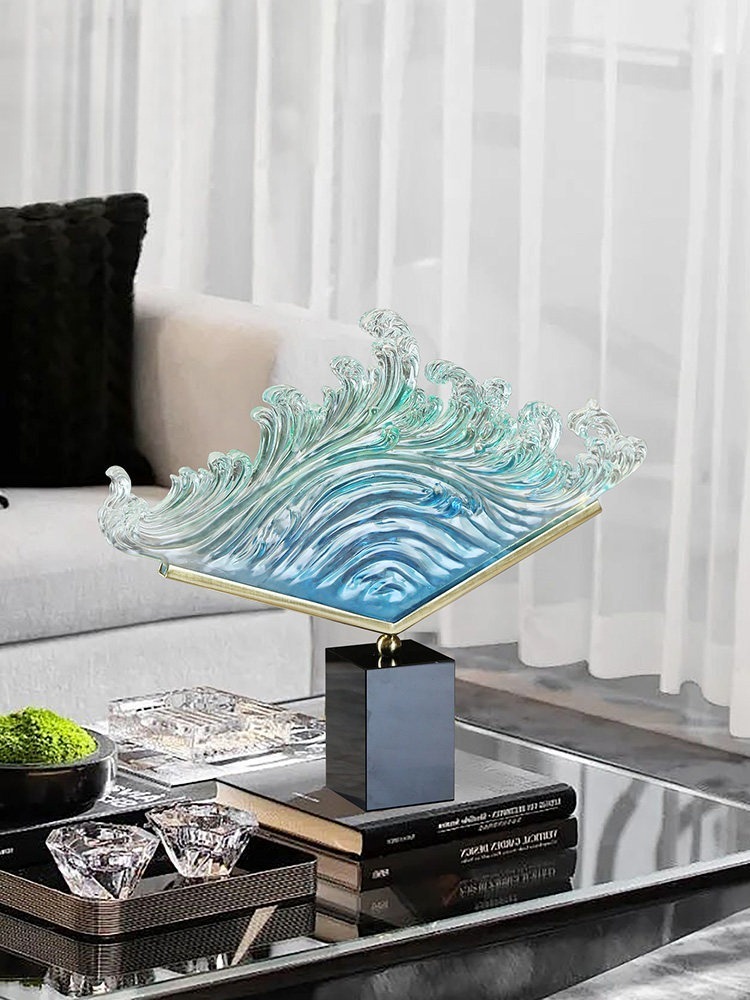Resin Art Wedding Gift - Przezroczysta figurka z żywicy przedstawiająca fale